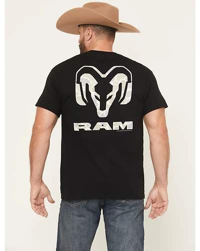 Buckwear Men's Ram Camo Print Logo Short Sleeve Graphic T-Shirt