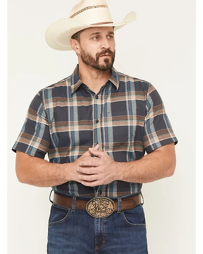 Cody James Men's High Plains Ranch Plaid Print Short Sleeve Button-Down Stretch Western Shirt