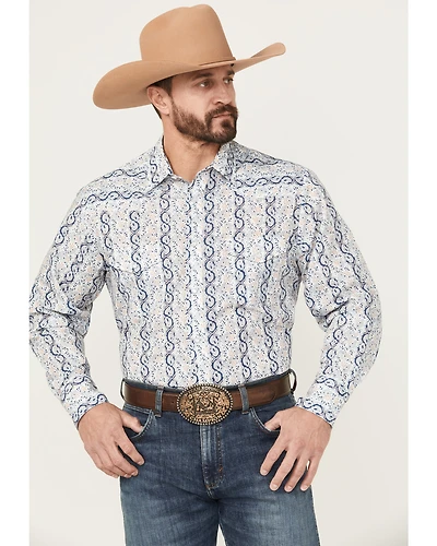 Roper Men's Wallpaper Floral Print Short Sleeve Snap Stretch Western Shirt