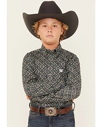 Cinch Boys' Geo Print Long Sleeve Button-Down Western Shirt