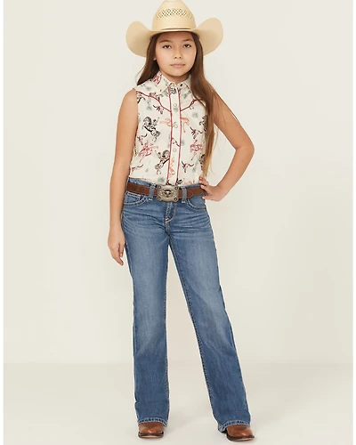 Ariat Girls' Medium Wash Bootcut Stretch Denim Jeans