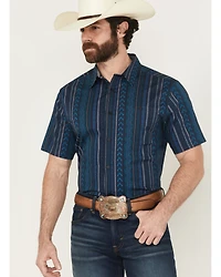 RANK 45® Men's Texas Ranger Striped Print Short Sleeve Button-Down Stretch Western Shirt