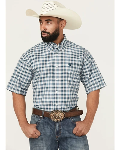 Cinch Men's Plaid Print Short Sleeve Button-Down Western Shirt
