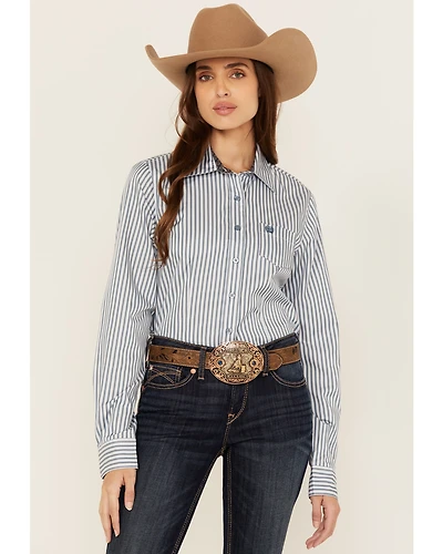 Cinch Women's Striped Long Sleeve Button-Down Western Shirt