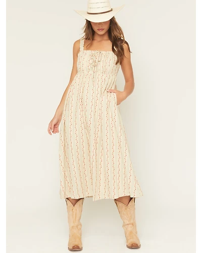Listicle Floral Wallpaper Print Sleeveless Midi Dress