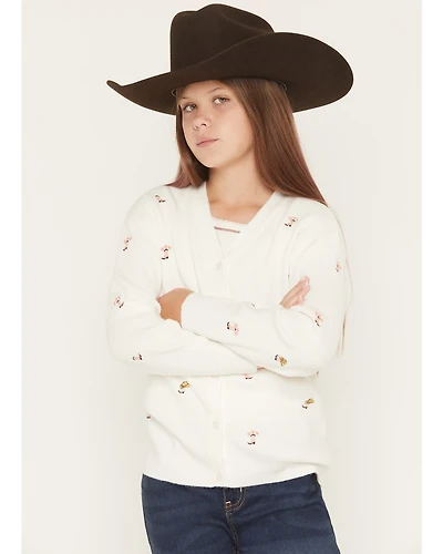 Fornia Girls' Boot Embroidered Cardigan