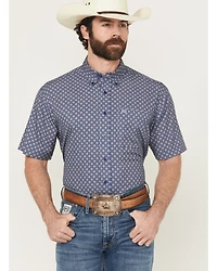 Cinch Men's Floral Geo Print Short Sleeve Button-Down Performance Stretch Western Shirt