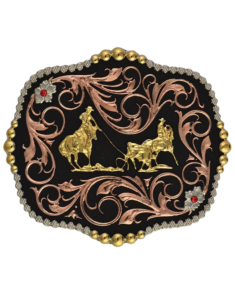 Montana Silversmiths Team Roper Scalloped Belt Buckle