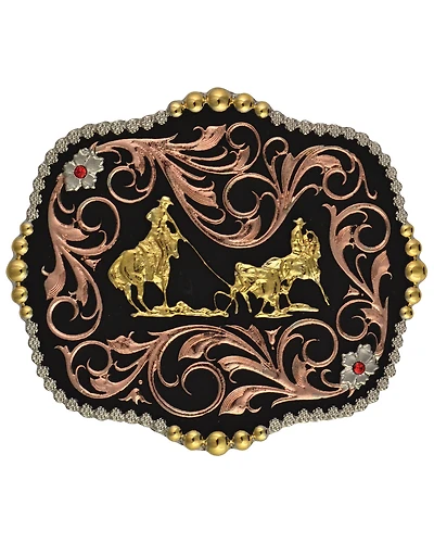Montana Silversmiths Team Roper Scalloped Belt Buckle