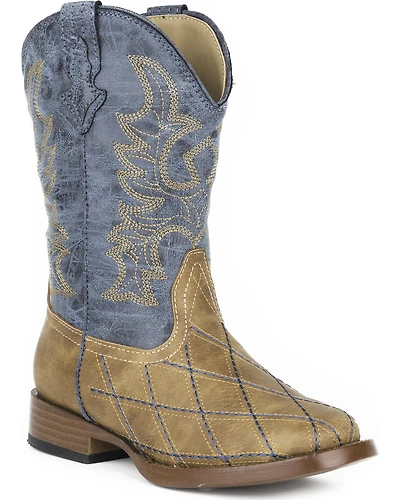 Roper Boys' Cross Cut Western Boots - Broad Square Toe