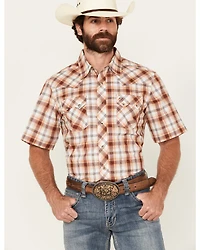 Wrangler Retro Men's Plaid Print Short Sleeve Snap Western Shirt