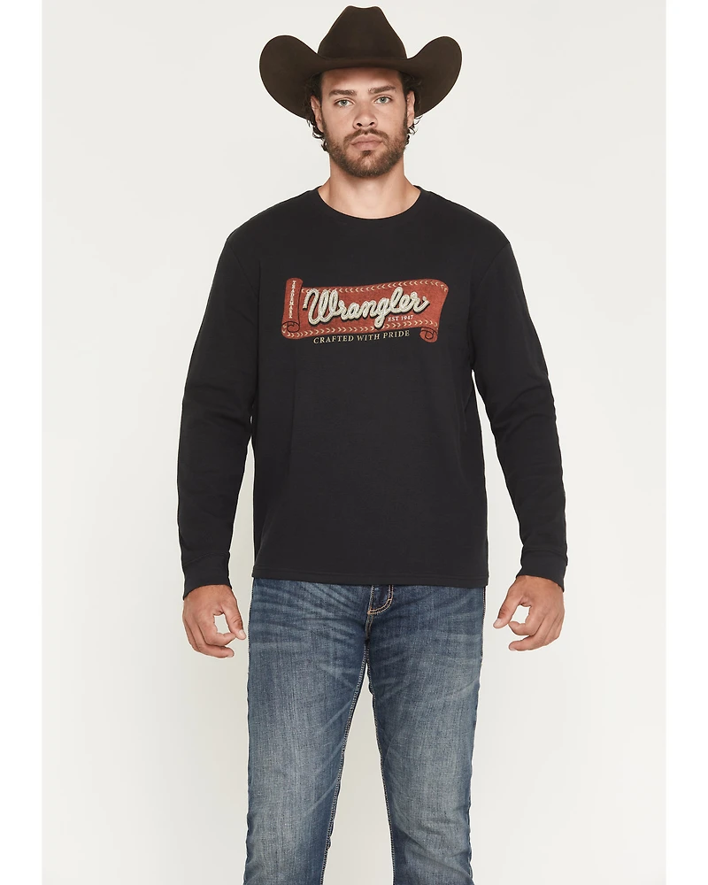 Wrangler Men's Rope Logo Waffle Knit Long Sleeve Shirt