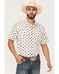 Gibson Trading Co Men's Barn Door Southwestern Print Short Sleeve Snap Stretch Western Shirt