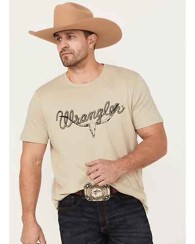 Wrangler Men's Rope Steer Head Front Logo Short Sleeve Graphic T-Shirt