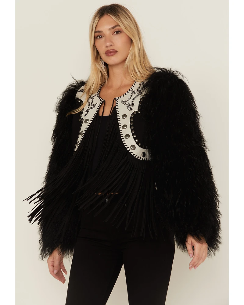 Double D Ranch Women's Wild Woolie Fringe Cropped Jacket
