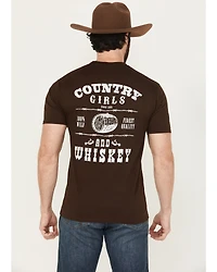 Cowboy Hardware Men's Country Girls and Whiskey Short Sleeve Graphic T-Shirt