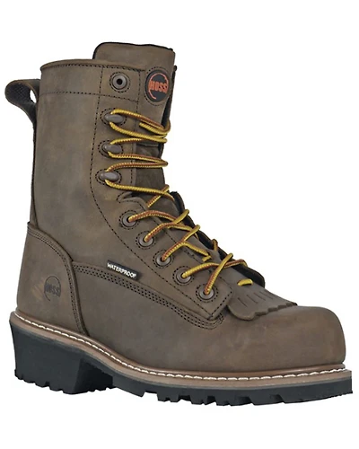 Hoss Men's Cross Cut 8" Lace-Up Waterproof Logger Work Boots - Composite Toe