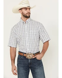 Wrangler Men's Classic Plaid Print Short Sleeve Button-Down Western Shirt