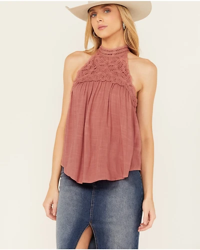 Eyeshadow Women's Battenburg Lace Tank