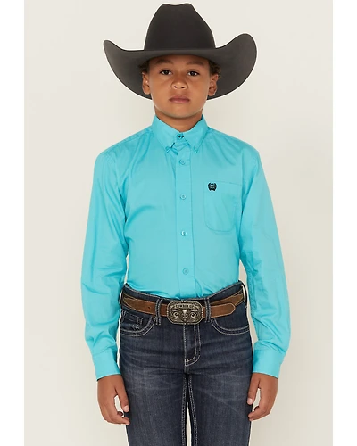 Cinch Boys' Solid Long Sleeve Button-Down Western Shirt
