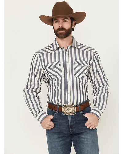 Panhandle Men's Striped Long Sleeve Pearl Snap Western Shirt