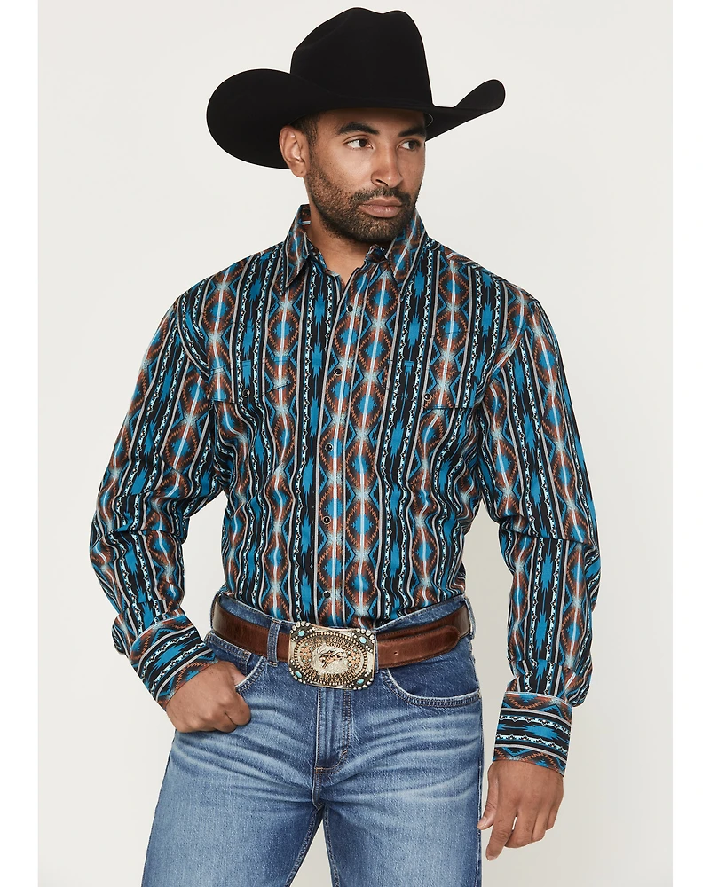 Wrangler Men's Checotah Southwestern Print Long Sleeve Snap Western Shirt