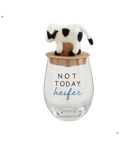 Mud Pie Cow Wine Glass Topper Set - 2 Piece
