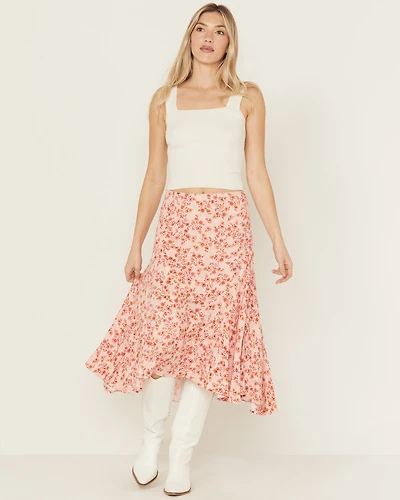 Shyanne Women's Floral Print High-Low Midi Skirt