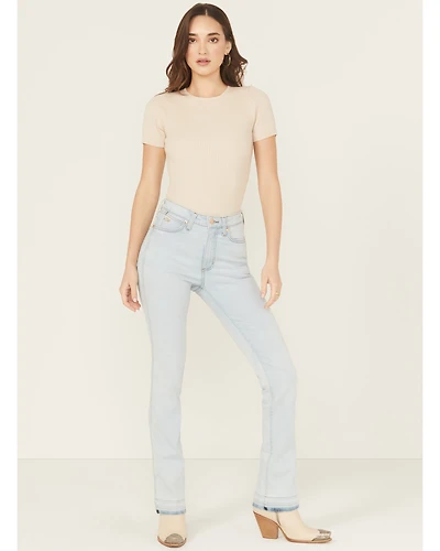 Wrangler X Lainey Wilson Women's Light Wash High Rise Boot Hugger Stretch Denim Jeans