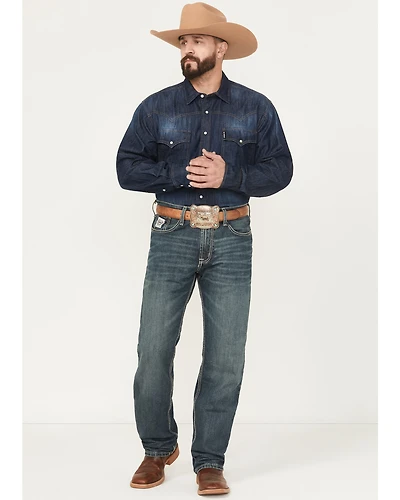 Cinch White Label Relaxed Fit Mid Rise Jeans Dark Stonewash