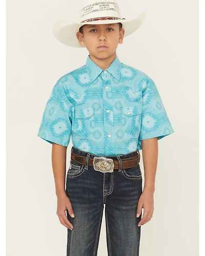 Rock & Roll Denim Boys' Southwestern Short Sleeve Snap Western Shirt