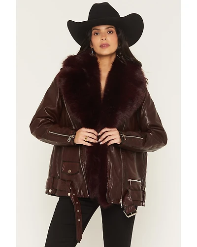 Azalea Wang Women's Aurelia Faux Fur Leather Jacket