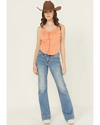 Rock & Roll Denim Women's Medium Wash High Rise Trouser Double Waistband Stretch Jeans