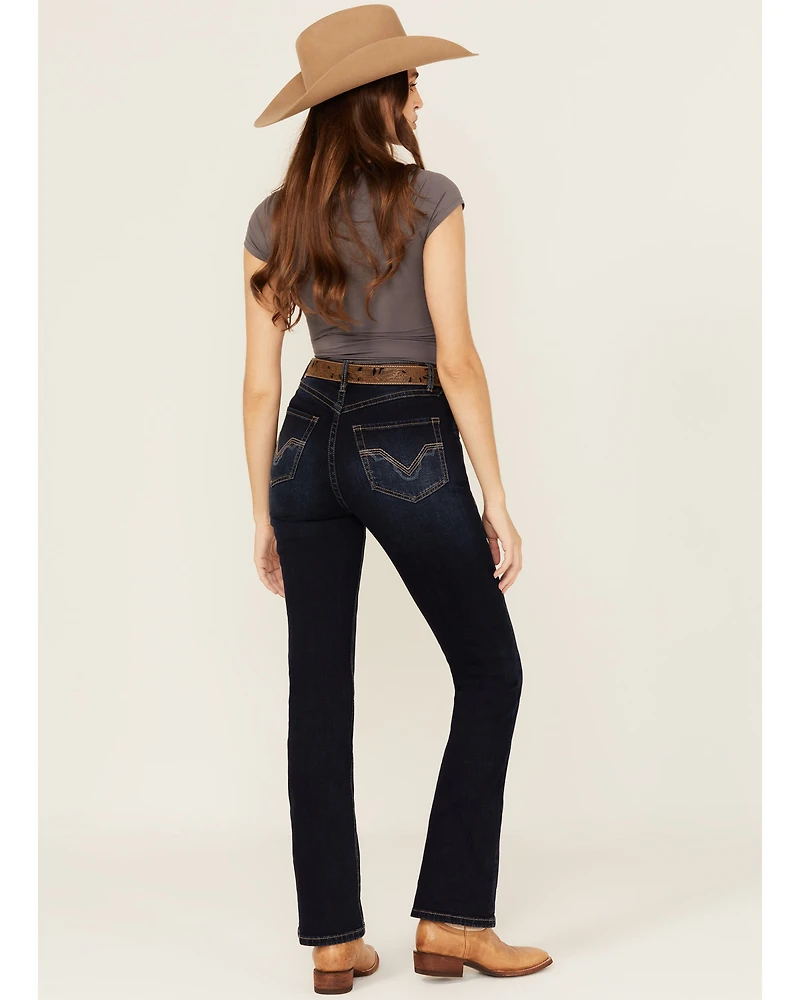 Rock & Roll Denim Women's Dark Wash High Rise Bootcut Stretch Jeans