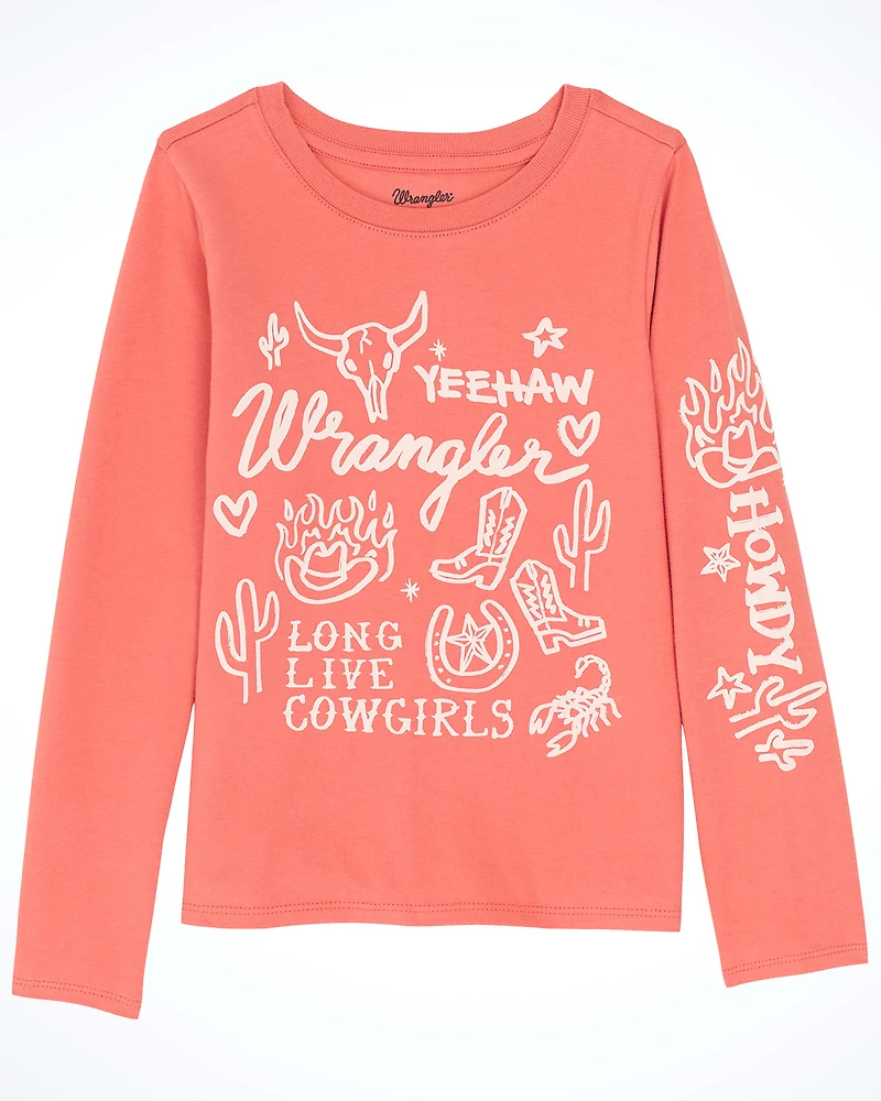 Wrangler Girls' Western Icon Long Sleeve Graphic Tee