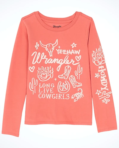 Wrangler Girls' Western Icon Long Sleeve Graphic Tee