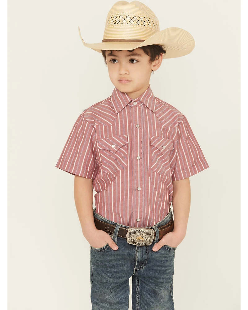 Ely Walker Boys' Striped Short Sleeve Snap Western Shirt