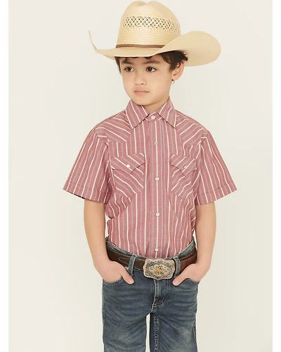Ely Walker Boys' Striped Short Sleeve Snap Western Shirt