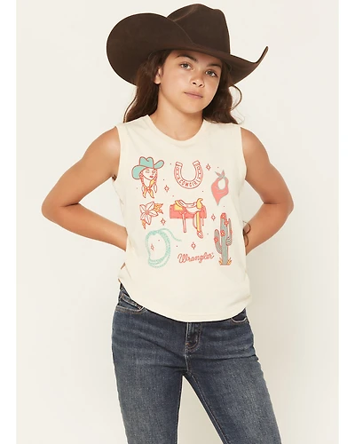 Wrangler Girls' Western Conversation Print Sleeveless Graphic Tee