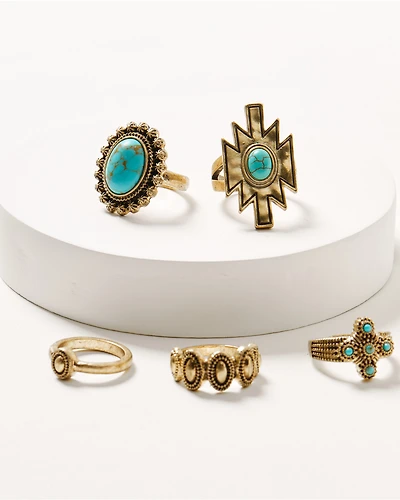 Shyanne Women's Summer Solstice Southwestern Charm Ring Set - 5 Piece