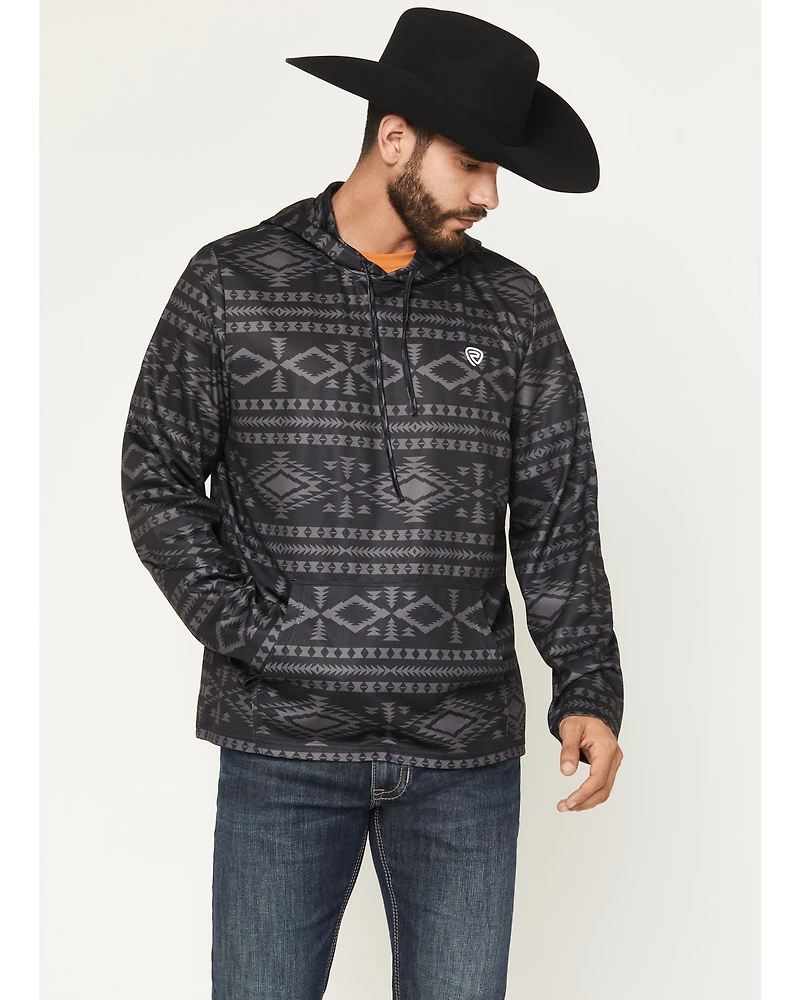 Rock & Roll Denim Men's Southwestern Print Performance Hooded Sweatshirt