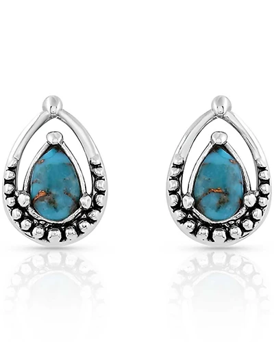 Montana Silversmiths Women's Oyster Turquoise Silver Teardrop Earrings