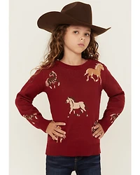 Cotton & Rye Girls' Horse Print Sweater