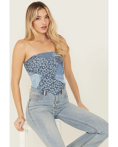 Originality Women's Mix Print Mesh Bandana Tube Top