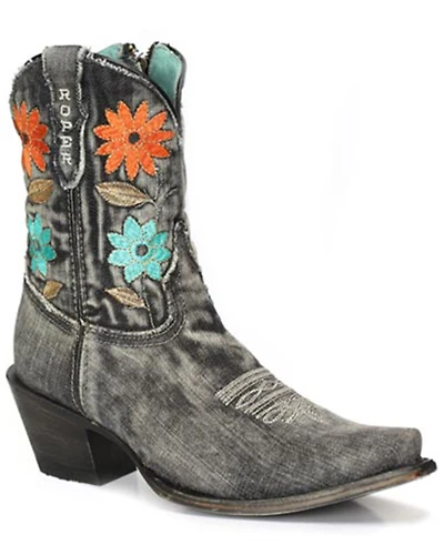 Roper Women's Flower Power Western Booties - Snip Toe