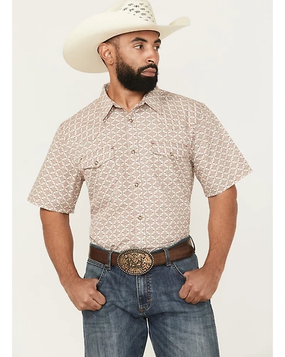 Gibson Trading Co Men's Gypsy Medallion Print Short Sleeve Snap Stretch Western Shirt