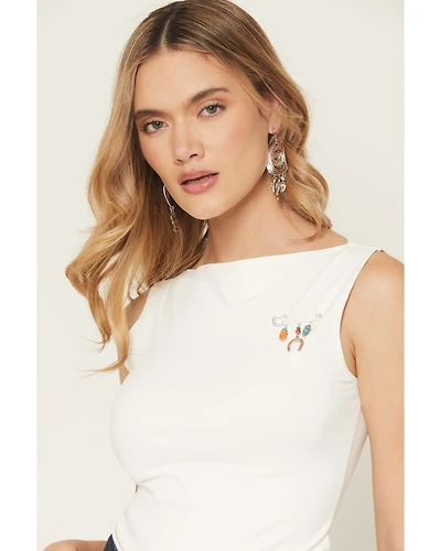 Paige Wallace Women's Dangle Hat Pin with Charms and Stones