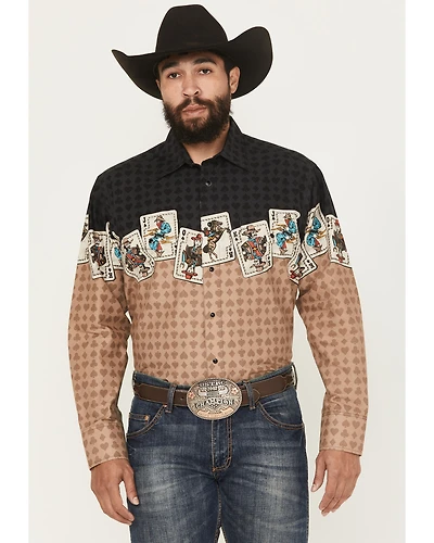Panhandle Slim Men's Cards Border Long Sleeve Snap Western Shirt