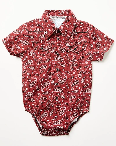 Cowboy Hardware Infant Boys' Bandana Paisley Print Short Sleeve Snap Onesie