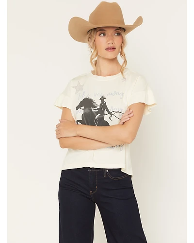 All Us Women's Cowboy Star Short Sleeve Graphic Tee